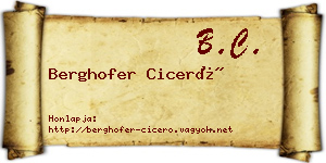 Berghofer Ciceró névjegykártya